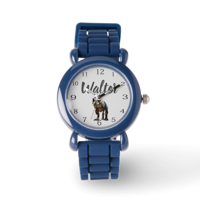 Reloj De Pulsera Walter Nombre Con T Rex Dinosaur, (Anverso)