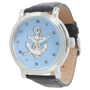 Reloj De Pulsera Watch - Anclaje blanco sobre fondo azul