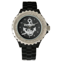 Reloj De Pulsera Watch - Anclaje blanco sobre negro