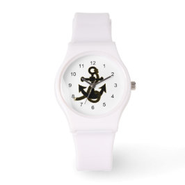 Reloj De Pulsera Watch - Anclaje negro sobre blanco