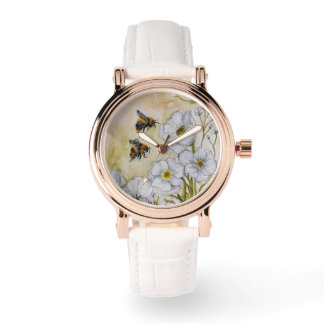 Reloj De Pulsera Watch with Original Watercolor Bee Art