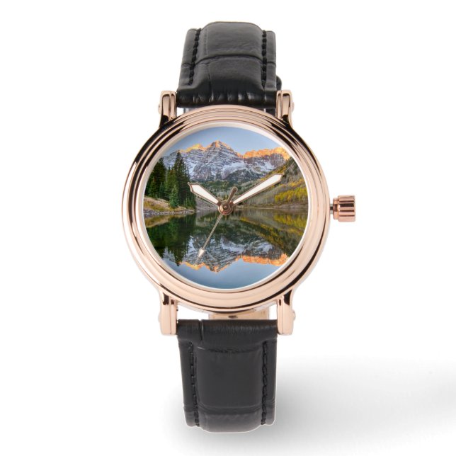 Reloj De Pulsera Water | Maroon Bells Lake Aspen Trees (Anverso)