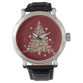 Reloj De Pulsera Watercolor Christmas Polka Dot Tree