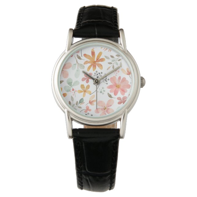 Reloj De Pulsera Watercolor Floral Pattern (Anverso)