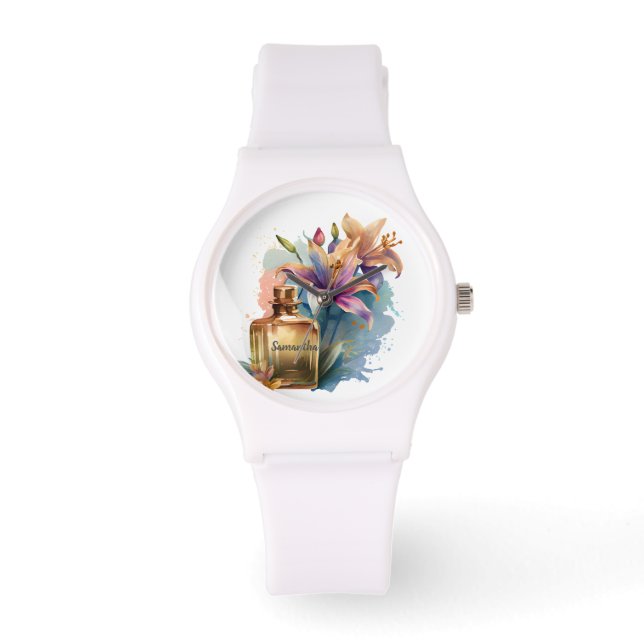 Reloj De Pulsera Watercolor Floral Perfume Botella eWatch (Anverso)