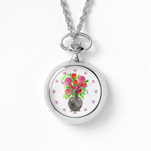 Reloj De Pulsera Watercolor Pintado A Mano Resumen Arte Floral