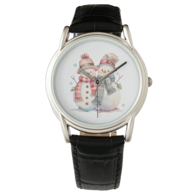 Reloj De Pulsera Watercolor Snowman (Anverso)