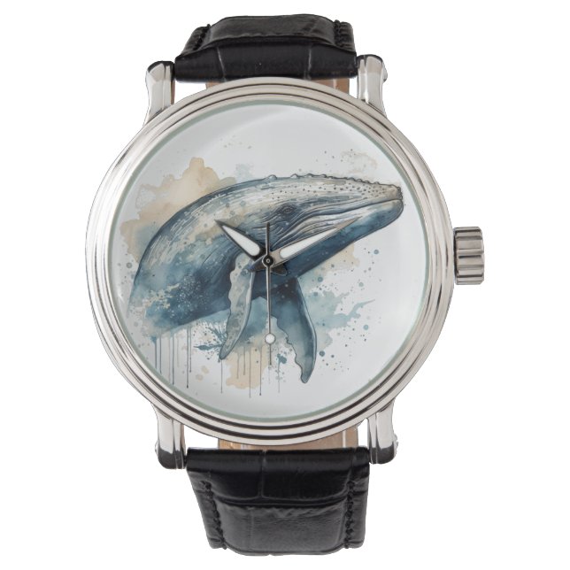 Reloj De Pulsera Watercolor Whale Wonder (Anverso)