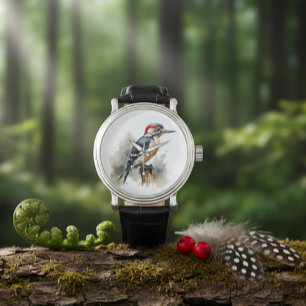 Reloj De Pulsera Watercolor Woodland Woodpecker