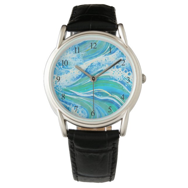 Reloj De Pulsera Waves marinas del océano de agua azul (Anverso)