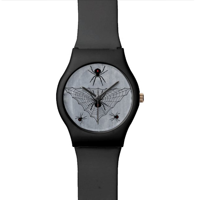 Reloj De Pulsera Web de araña de la viuda negra Halloween gótico (De cerca)