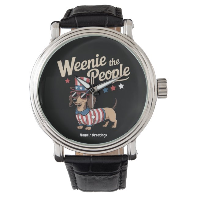 Reloj De Pulsera Weenie The People Funny Dachshund Lover 4 de julio (Anverso)