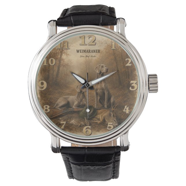 Reloj De Pulsera Weimaraner – Cazador Fantasma de Plata (Anverso)