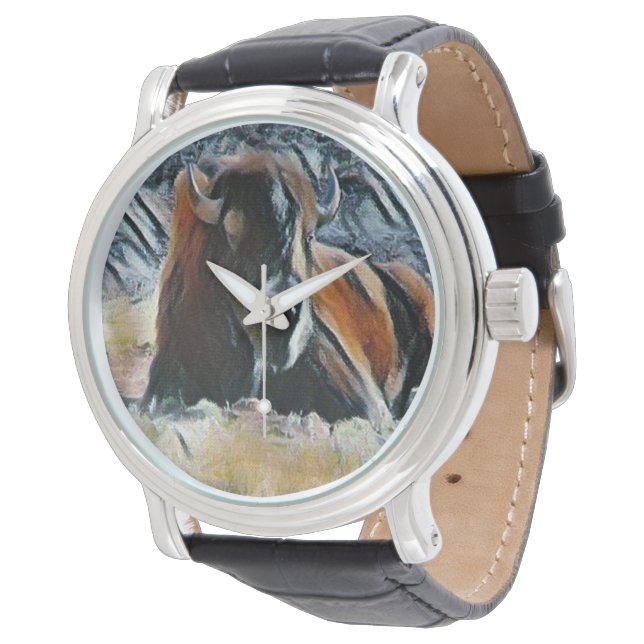 Reloj De Pulsera Western Buffalo Photo Art Watch (Angular)
