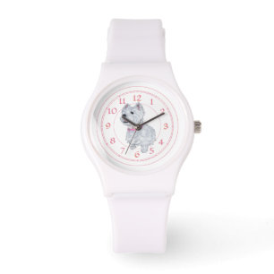 Reloj De Pulsera Westie Collar Rosa