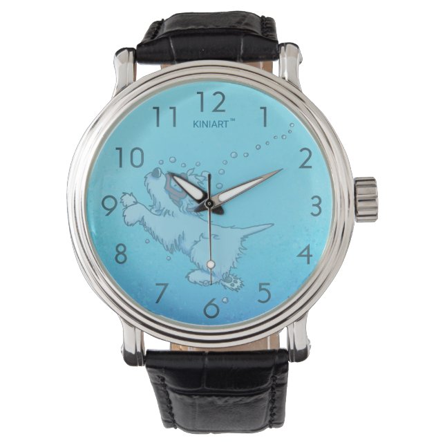 Reloj de pulsera Westie de natación submarina (Anverso)