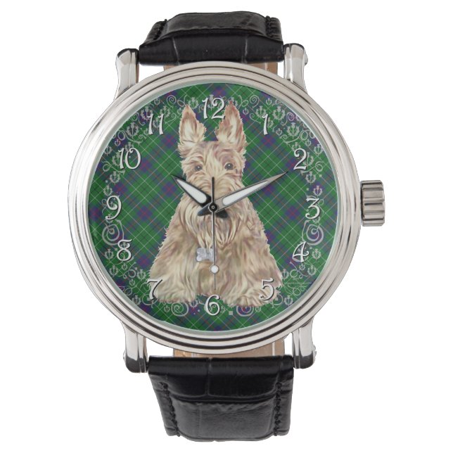 Reloj De Pulsera Wheaten Scottie Tartan (Anverso)