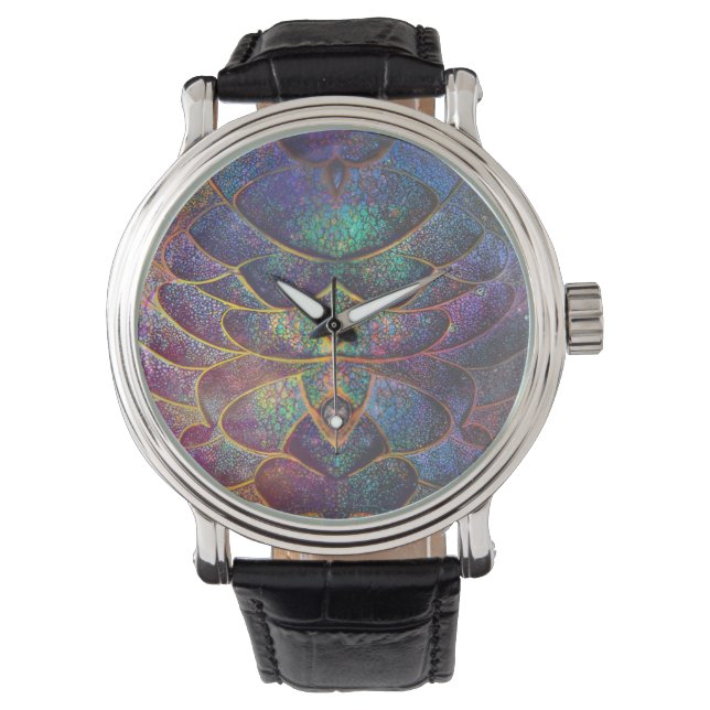 Reloj De Pulsera Whimsical Abstract Dragon Scales Cool Fractal Art (Anverso)
