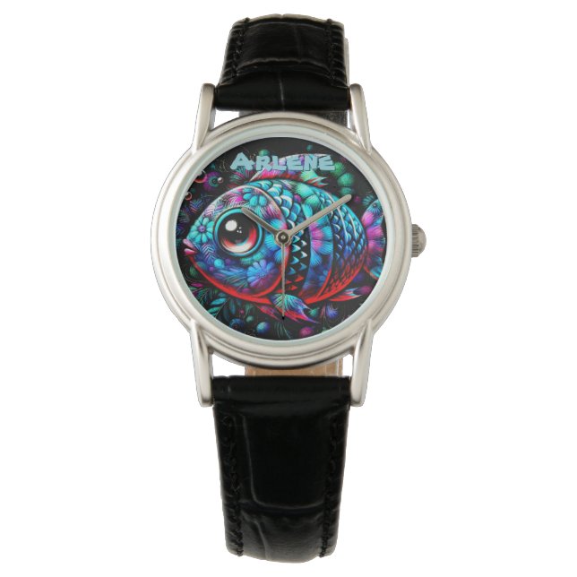Reloj De Pulsera Whimsical Big-Eyed Fish Nautical Personalized (Anverso)