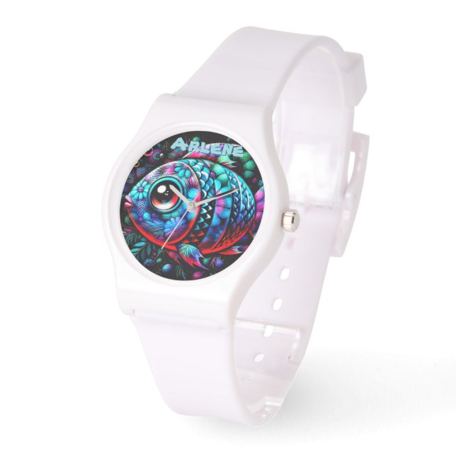 Reloj De Pulsera Whimsical Big-Eyed Fish Nautical Personalized (Ángulo)