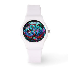 Reloj De Pulsera Whimsical Big-Eyed Fish Nautical Personalized