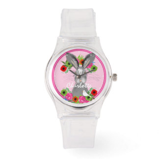 Reloj De Pulsera Whimsical Bunny Rabbit Cute Personalizado