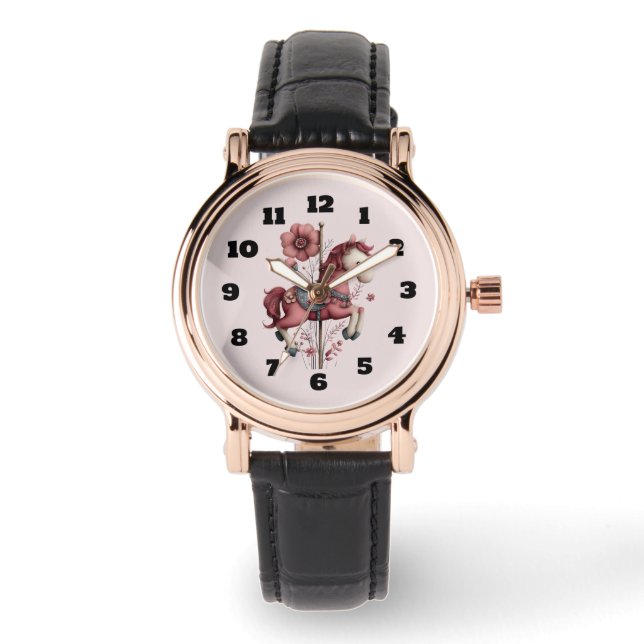 Reloj De Pulsera Whimsical Carousel Horse Image (Anverso)