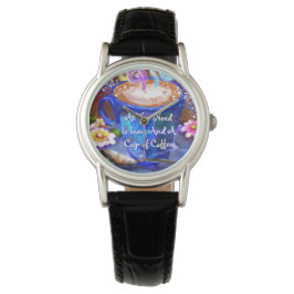 Reloj De Pulsera Whimsical Cup of Coffee Floral Personalized