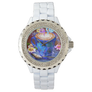 Reloj De Pulsera Whimsical Cup of Coffee Latte Espresso Brown Blue