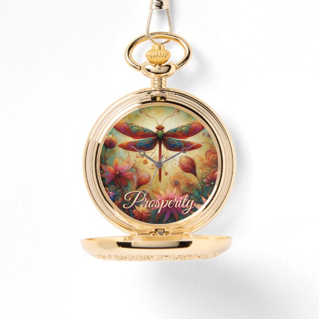 Reloj De Pulsera Whimsical Dragonfly Floral Resumen de la Prosperid (Anverso)