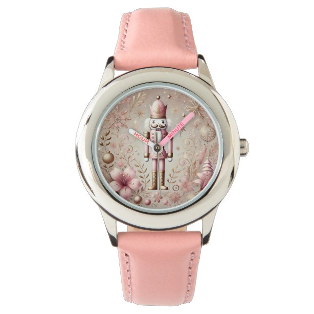 Reloj De Pulsera Whimsical Elegant Pink & Gold Pastel Nutcracker (Anverso)