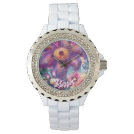 Reloj De Pulsera Whimsical Floral Abstract Art Teal Personalized 