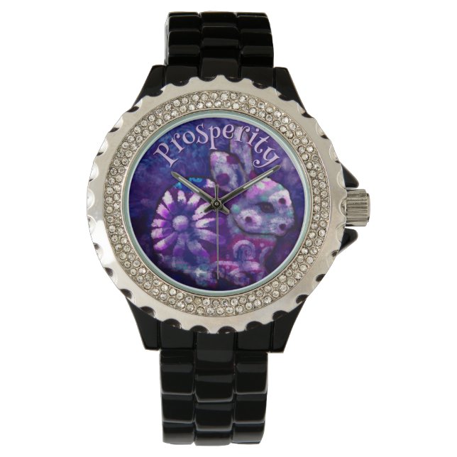 Reloj De Pulsera Whimsical Floral Bunny Rabbit Personalized (Anverso)