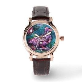 Reloj De Pulsera Whimsical Floral Duck Purple Teal Personalized