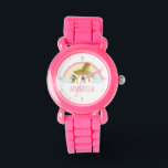 Reloj De Pulsera Whimsical Gold Unicorn Chica<br><div class="desc">Dulce diseño unicornio personalizado.</div>