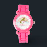 Reloj De Pulsera Whimsical Gold Unicorn Chica<br><div class="desc">Dulce diseño unicornio personalizado.</div>