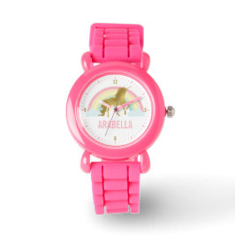 Reloj De Pulsera Whimsical Gold Unicorn Chica