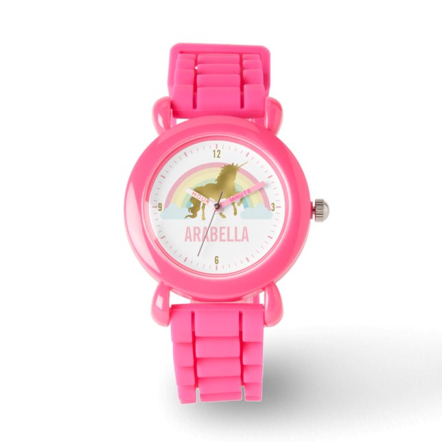 Reloj De Pulsera Whimsical Gold Unicorn Chica (Anverso)