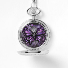Reloj De Pulsera Whimsical Gothic Butterfly Purple Personalized