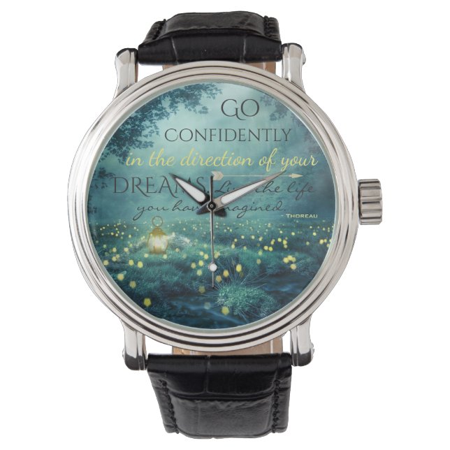 Reloj De Pulsera Whimsical Inspirando Dreams Cita (Anverso)