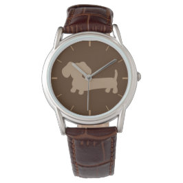 Reloj De Pulsera Whimsical Wiener Dog Watch Unisex Chocolate Brown