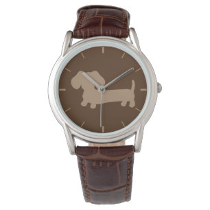 Reloj De Pulsera Whimsical Wiener Dog Watch Unisex Chocolate Brown