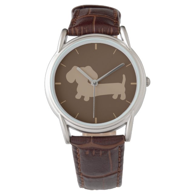 Reloj De Pulsera Whimsical Wiener Dog Watch Unisex Chocolate Brown (Anverso)