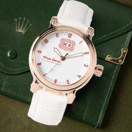 Reloj De Pulsera White and Rose Personalized Custom Monogram Elegan