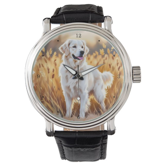 Reloj De Pulsera White Golden Retriever Dog (Anverso)