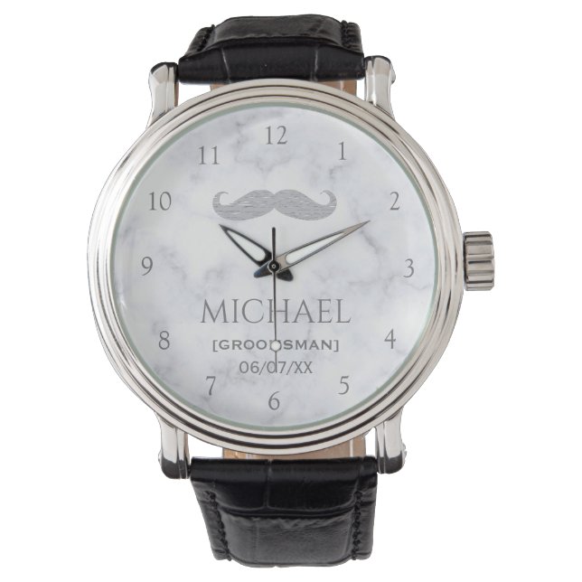 Reloj De Pulsera White Marble Personalised Groomsman  (Anverso)