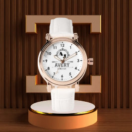 Reloj De Pulsera White Personalized Custom Monogram Elegant Luxury