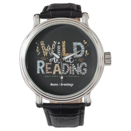 Reloj De Pulsera Wild About Reading Book Lover & Animal Design