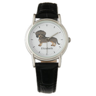 Reloj De Pulsera Wild Boar Wire Haired Dachshund Cartoon Dog & Name
