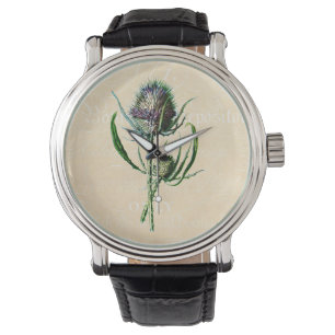 Reloj De Pulsera Wildflower de la antigüedad del cardo del escocé